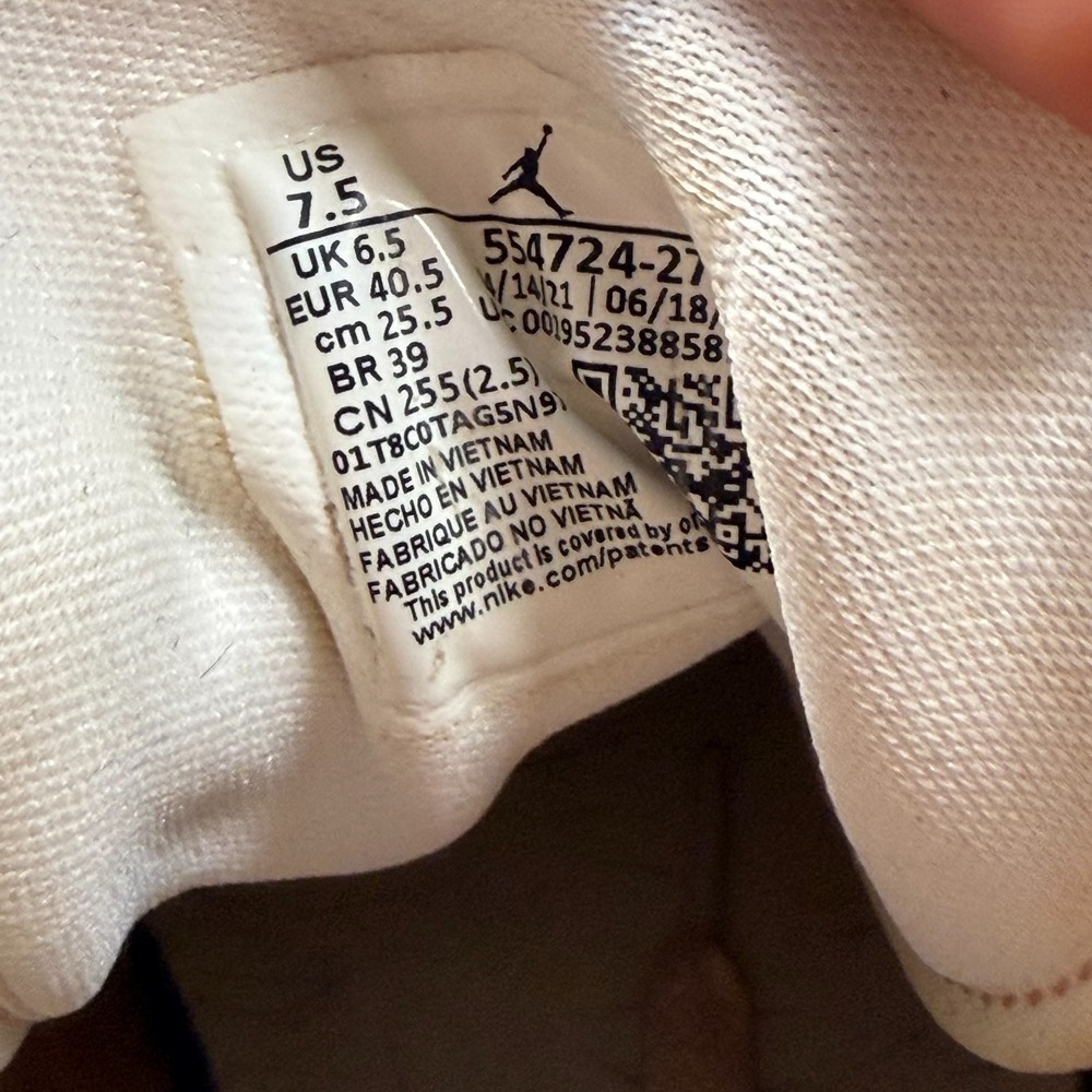 Size 7.5 Nike Air Jordan 1 Mid Hemp Tan Gum White Mens Sneakers 554724-271 - Picture 11 of 11